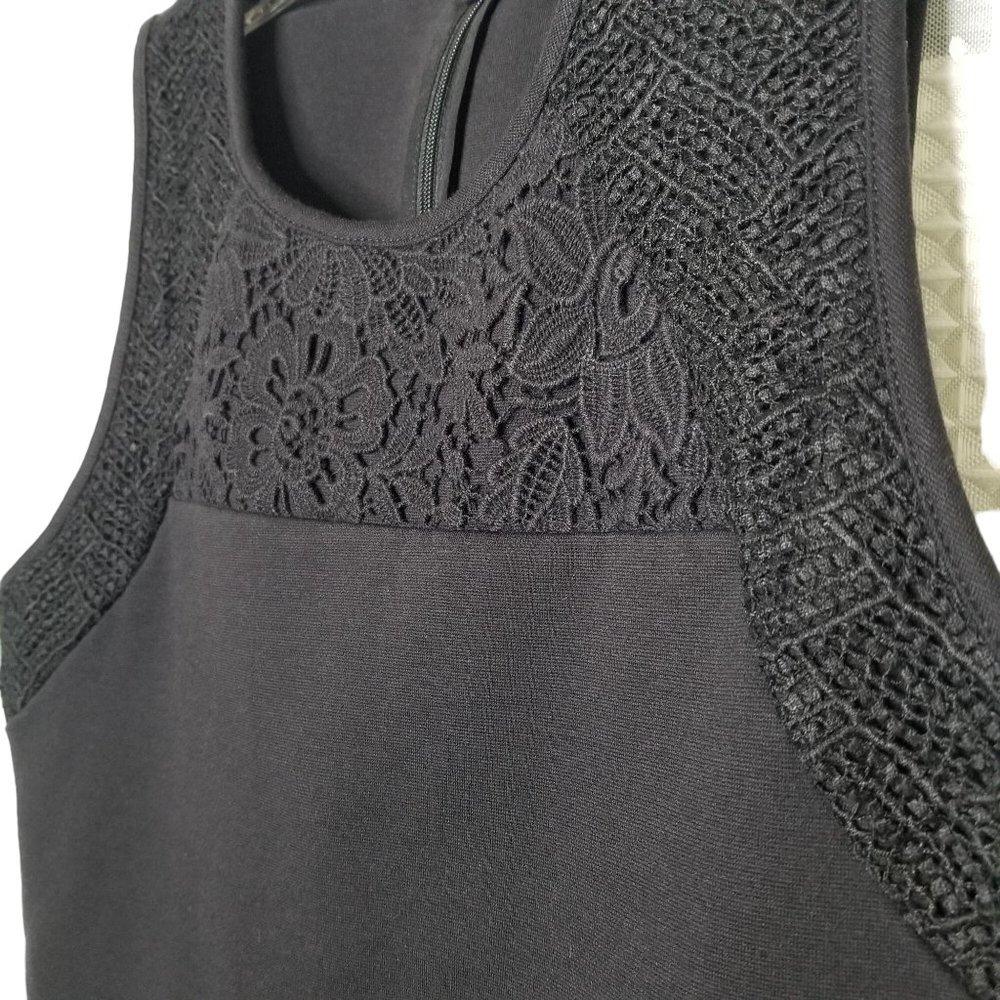 J Crew Size XS NWT Top Mixed Knit Lace Structured Shaped Fit Shell Peplum Black - Picture 6 of 7